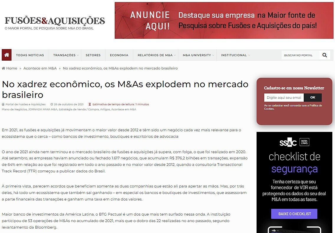 No xadrez econmico, os M&As explodem no mercado brasileiro